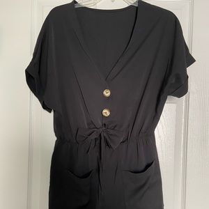 Black shorts romper with front tie